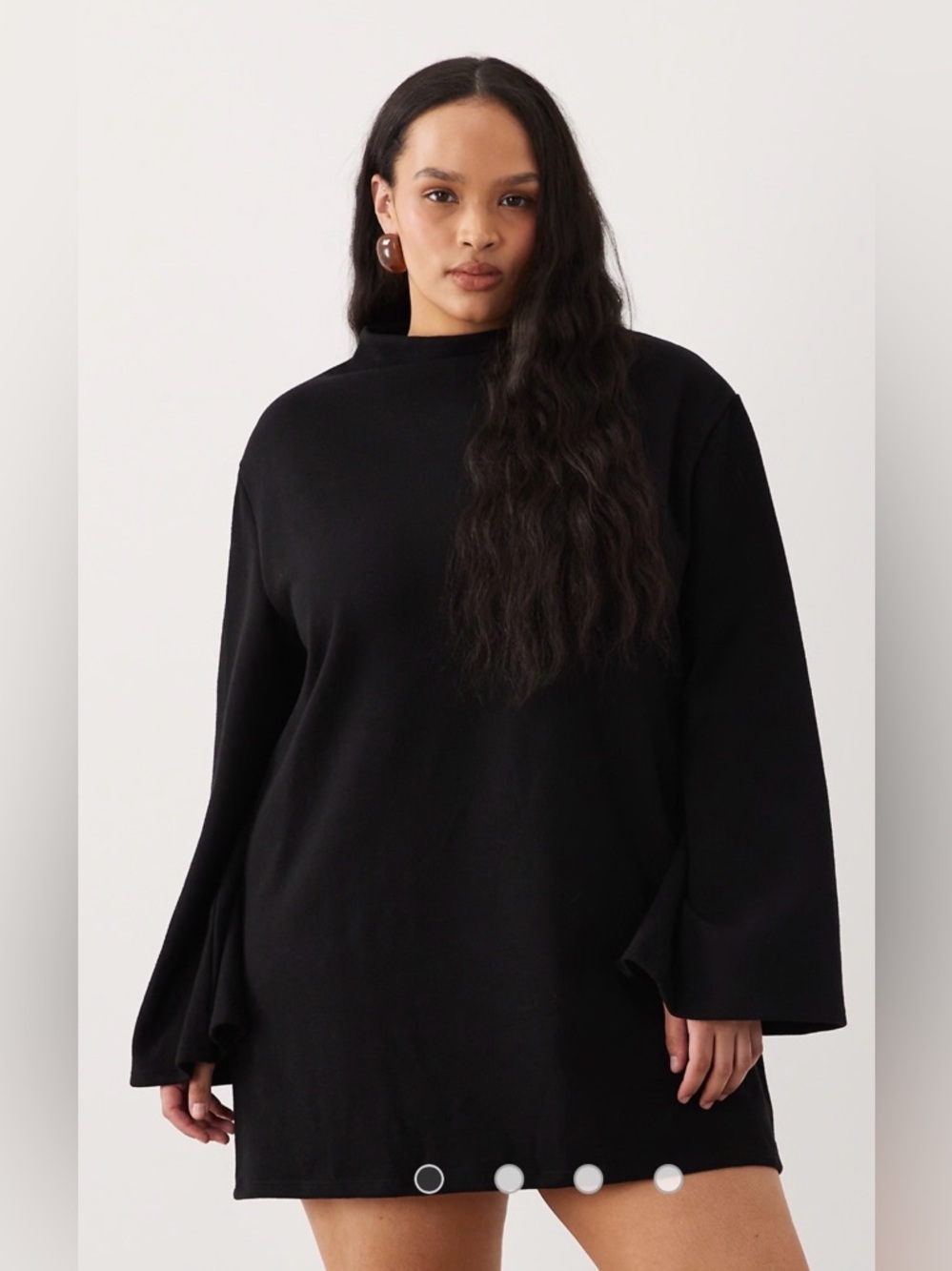 ASOS DESIGN Curve supersoft wide sleeve mini dress in black Size US-24 NWT